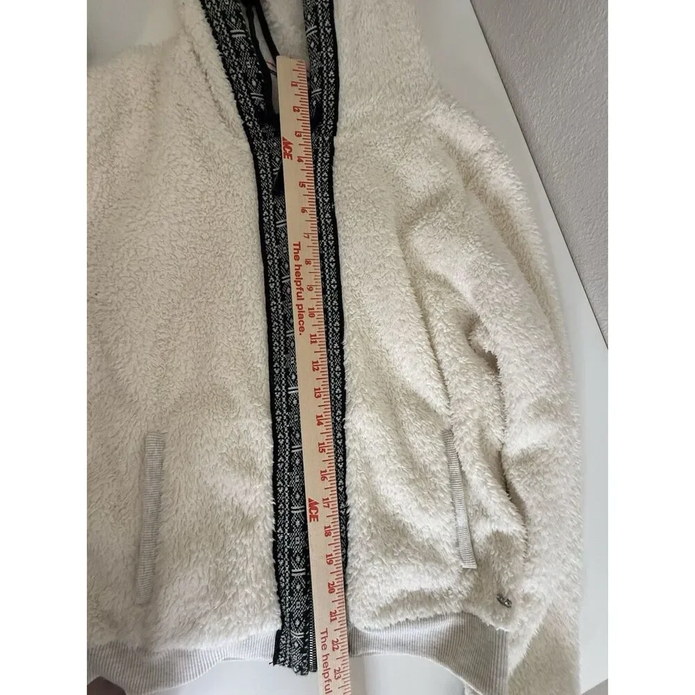 American Eagle Full Zip Cardigan Size L Fair Isle Sherpa Hooded Jacket